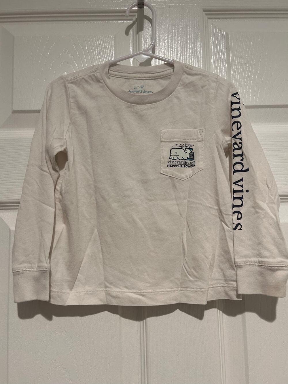 Vineyard Vines Toddler 2T Halloween Ghost Whale White Long Sleeve Graphic Tee